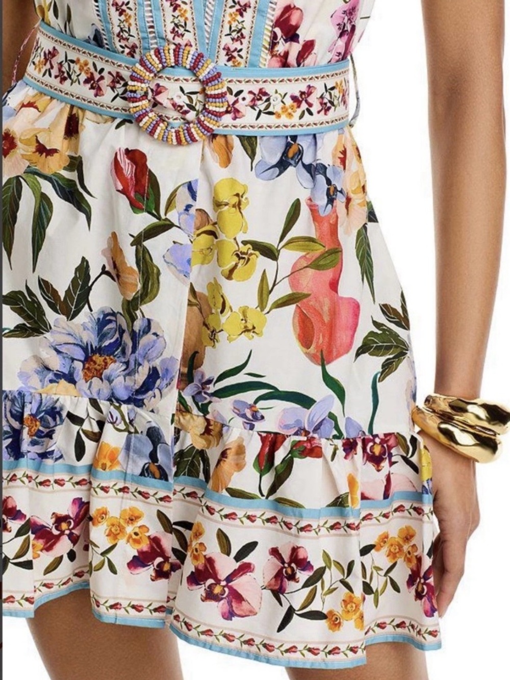 FARM RIO GREEK GARDEN OFF WHITE FLORAL BELTED MINI DRESS new with tag $230 - Picture 2 of 10